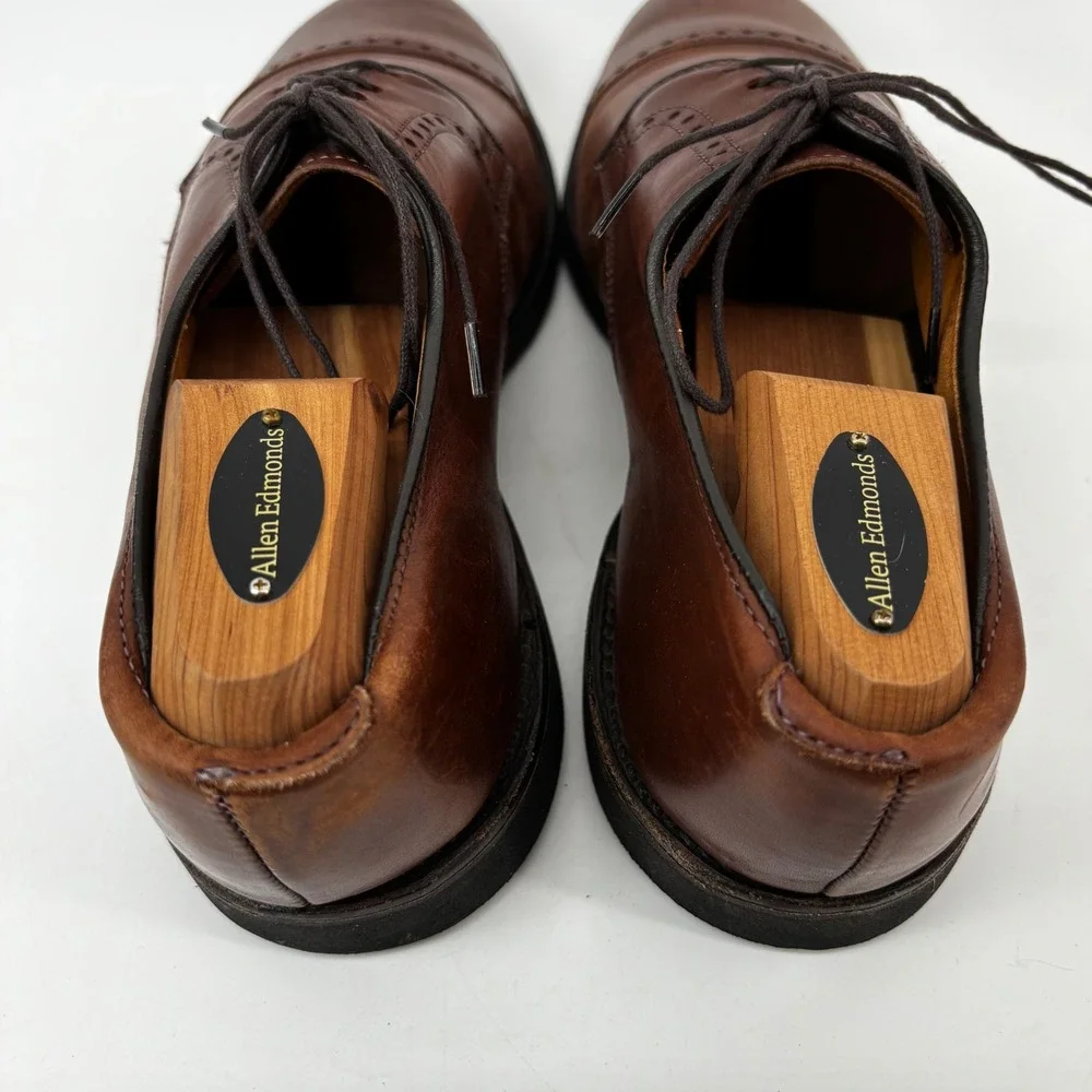 Allen Edmonds Wilbert Brown Leather Cap Toe Derby Comfort Shoes Mens 10 D
